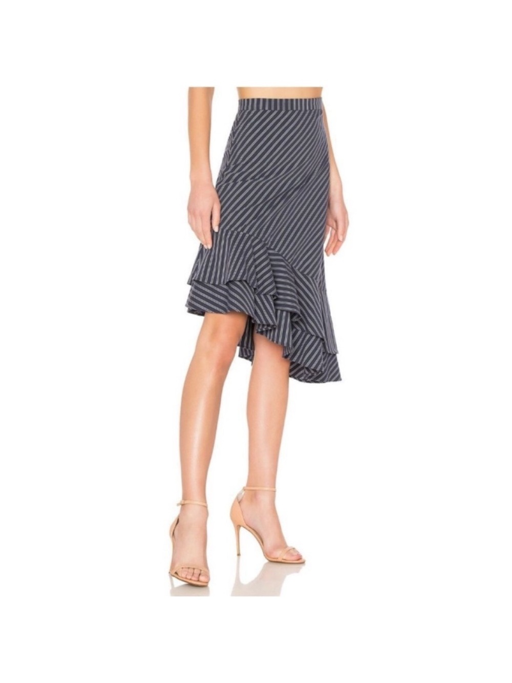 Joie Skirt 8 Poplin Asymmetrical Blue